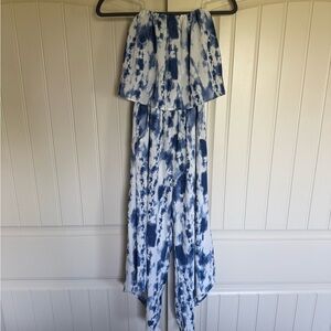 Tyche Navy and White Tie-Dye Jumpsuit
